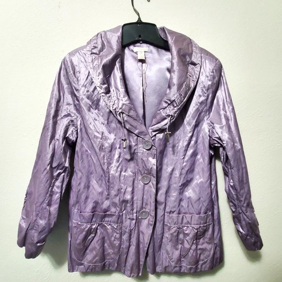 Chico's Metallic Lavender Button Jacket - Picture 1 of 7